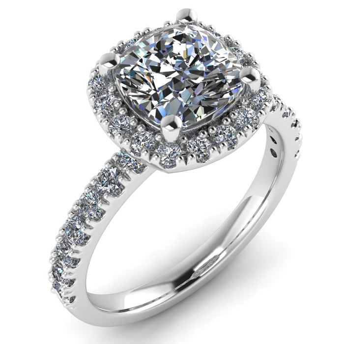 The Cassia - Square cushion Diamond Halo Setting Ring