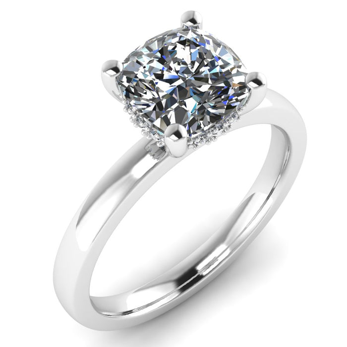 The Melisande - Square cushion Hidden Halo Solitaire Ring