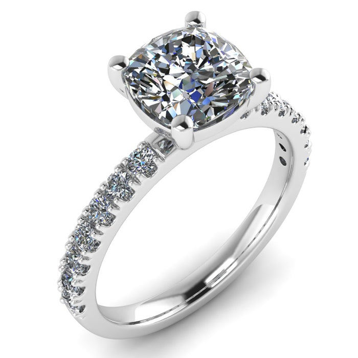 The Delphine - Square cushion Diamond Shoulder Ring