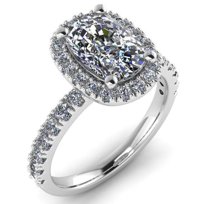 The Rosalind - Elongated cushion Diamond Halo Setting Ring