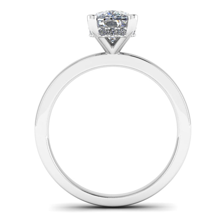 The Selestia - Elongated cushion Hidden Halo Solitaire Ring