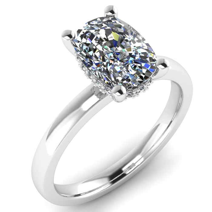 The Selestia - Elongated cushion Hidden Halo Solitaire Ring