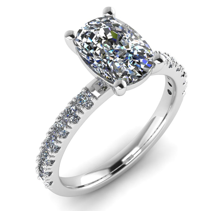 The Valencia - Elongated cushion Diamond Shoulder Ring