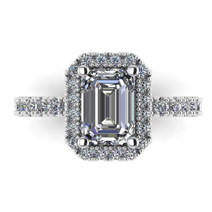 The Fiorella - Emerald cut Diamond Halo Setting Ring