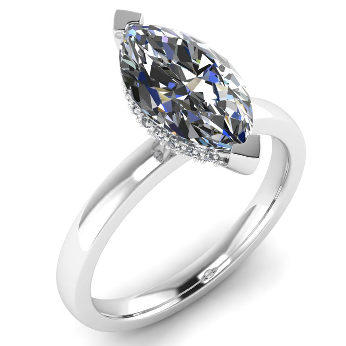 The Seren - Marquise Hidden Halo Solitaire Ring