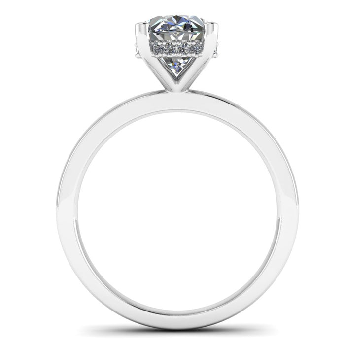 The Nocturne - Oval Hidden Halo Solitaire Ring