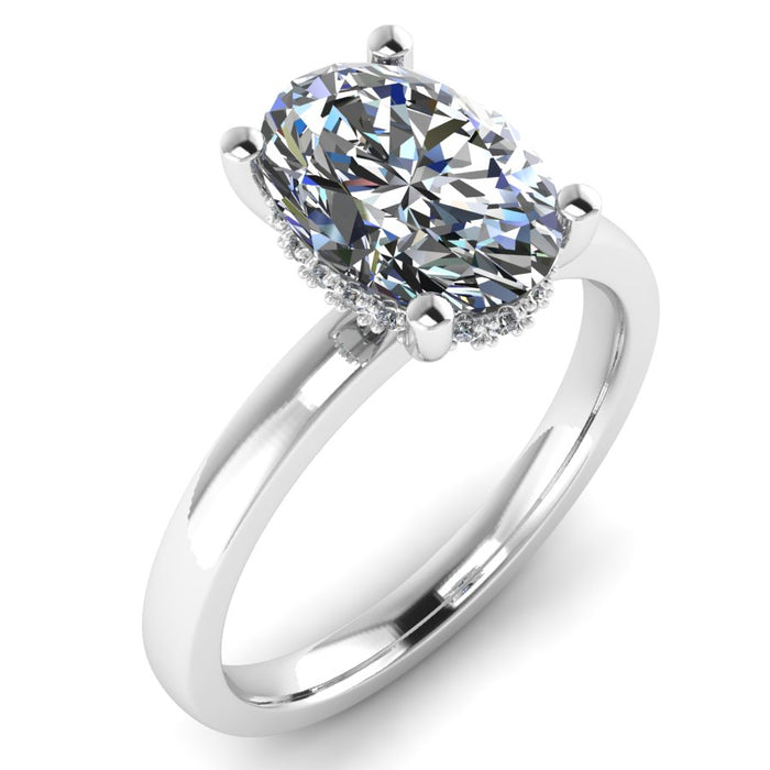 The Nocturne - Oval Hidden Halo Solitaire Ring