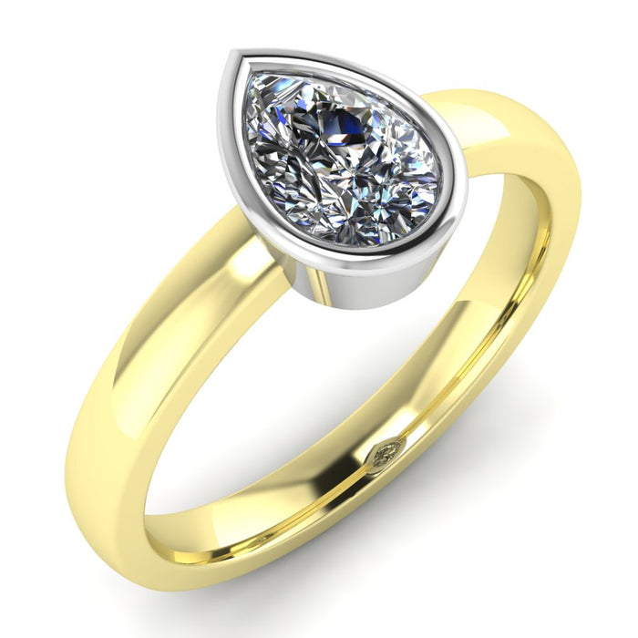 Pear Rubover Solitaire, The Two Tone Collection