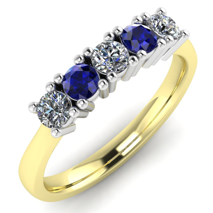 4 Claw 5 Stone Sapphire and Diamond Semi Eternity Ring, The Two Tone Collection
