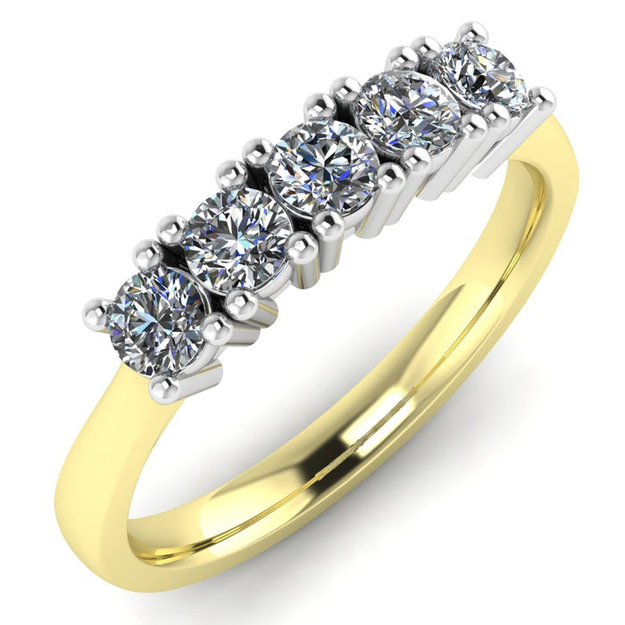 4 Claw 5 Stone Semi Eternity Ring, The Two Tone Collection