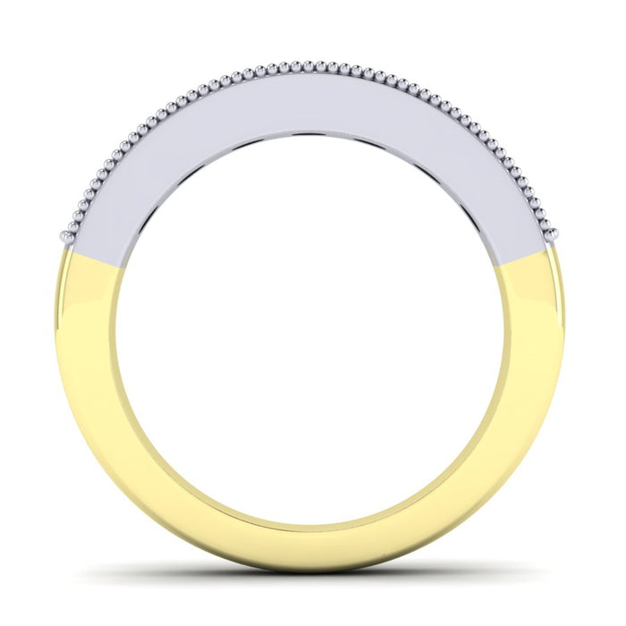 7 Stone Semi Eternity Ring with Millgrain Edge Setting, The Two Tone Collection