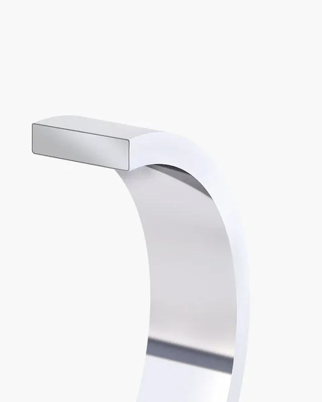 Cross-section of the Flat profile, showing how the band sits on the finger.