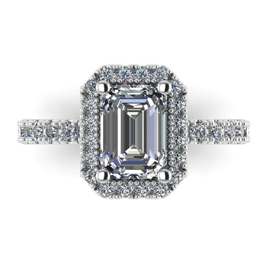 The Fiorella - Emerald cut Diamond Halo Setting Ring