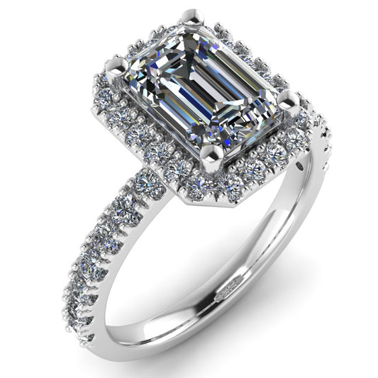 The Fiorella - Emerald cut Diamond Halo Setting Ring