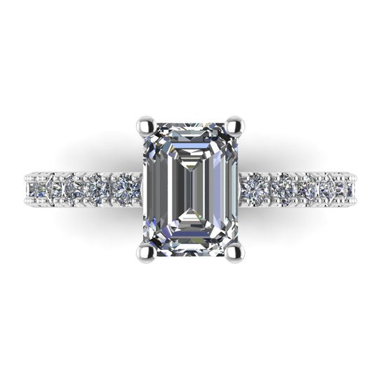 The Mirabelle - Emerald cut Diamond Shoulder Ring