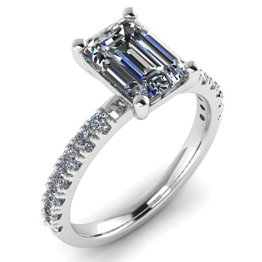 The Mirabelle - Emerald cut Diamond Shoulder Ring