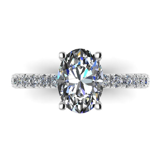 The Aria - Oval Diamond Shoulder Ring