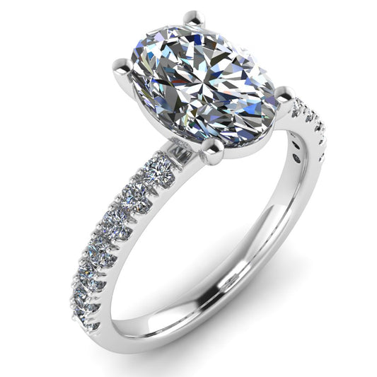 The Aria - Oval Diamond Shoulder Ring