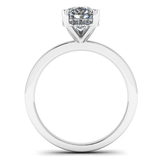 The Elowen - Pear Hidden Halo Solitaire Ring