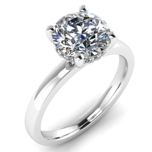The Aveline - Round Hidden Halo Solitaire Ring