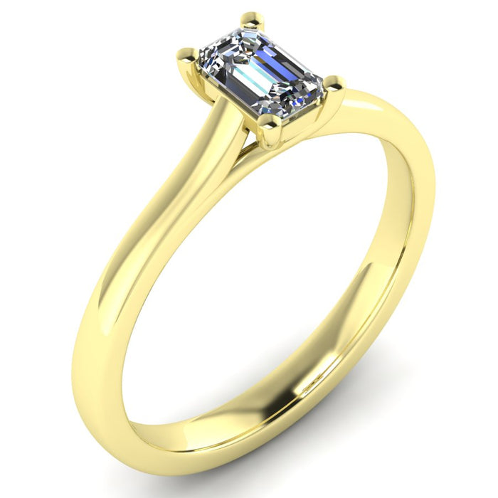 4 Claw Emerald Cut Solitaire