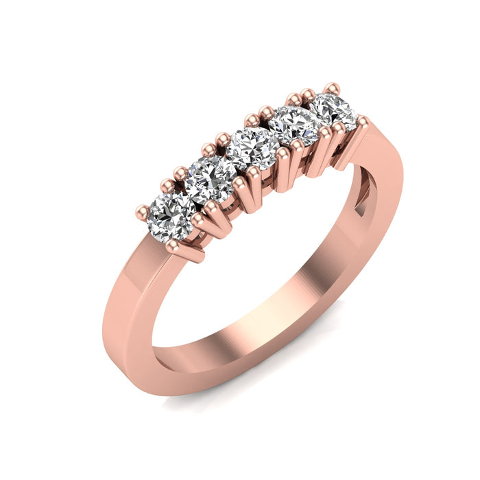 5 Stone Semi Eternity Ring with 4 Claws