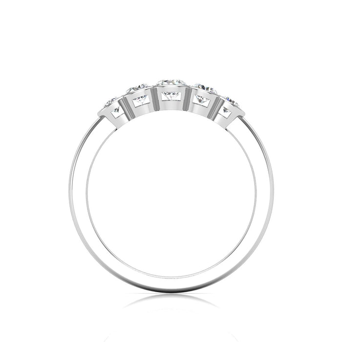5 Stone Semi Eternity Ring with Shared Rubover Setting and Open Side Gallery