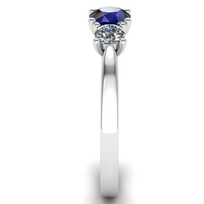 Graduated 3 Stone Diamond and Sapphire Ring with 4 Claw Single Gallery