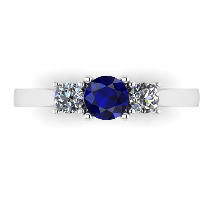 Graduated 3 Stone Diamond and Sapphire Ring with 4 Claw Single Gallery