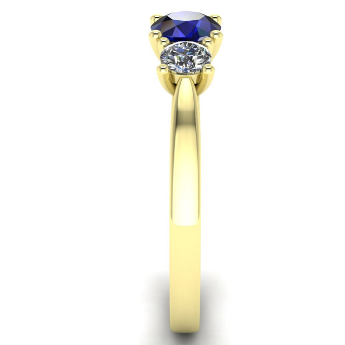 Graduated 3 Stone Diamond and Sapphire Ring with 4 Claw Single Gallery