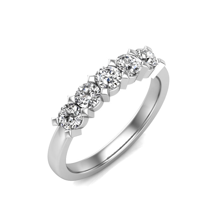 5 Stone Semi Eternity Ring with Shared Square Claws