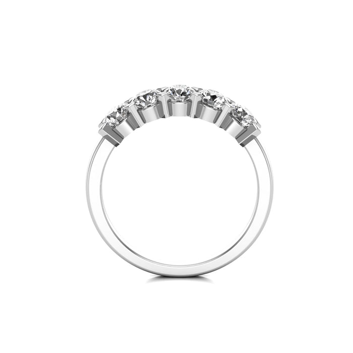5 Stone Semi Eternity Ring with Shared Square Claws