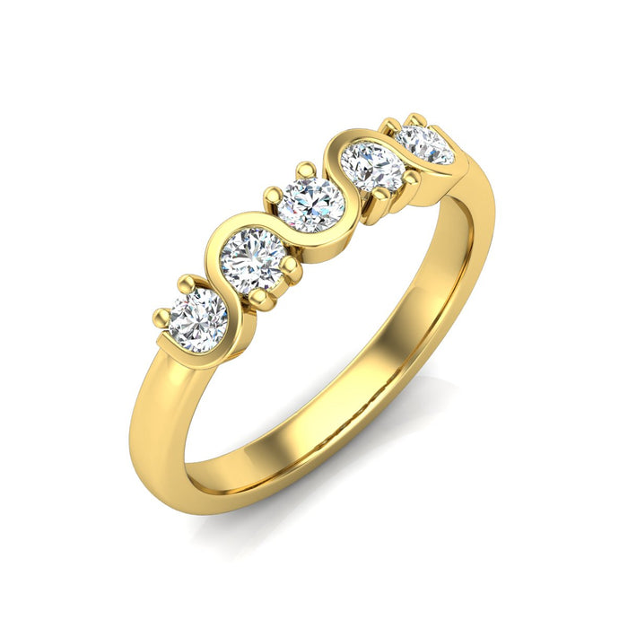 5 Stone Semi Eternity Ring with Rubover and Claw Setting