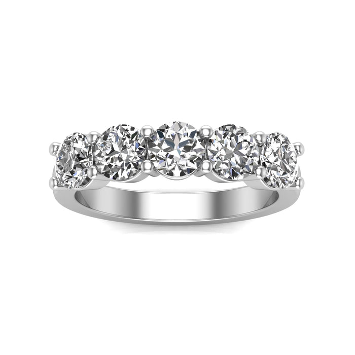 5 Stone Semi Eternity Ring with Shared Claws