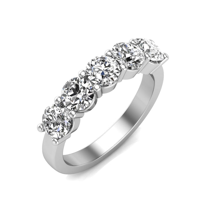 5 Stone Semi Eternity Ring with Shared Claws