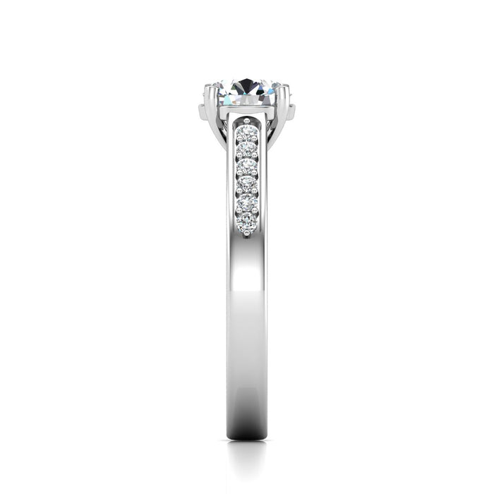 Single Gallery Solitaire with 3 Prong Pave Set Shoulders