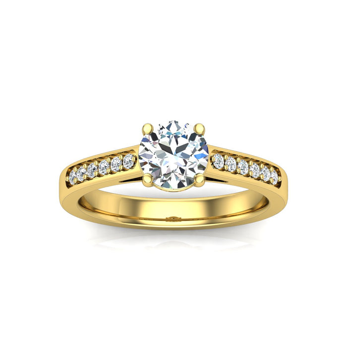 Single Gallery Solitaire with 3 Prong Pave Set Shoulders