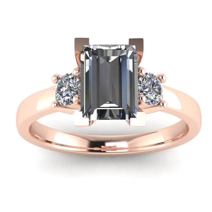 3 Stone Ring with Baguette Centre and Round Side Stones
