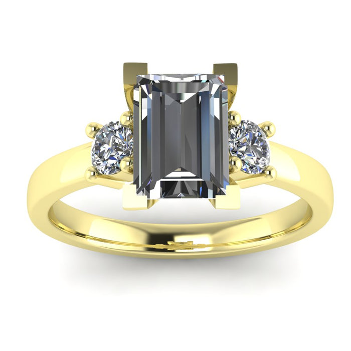 3 Stone Ring with Baguette Centre and Round Side Stones
