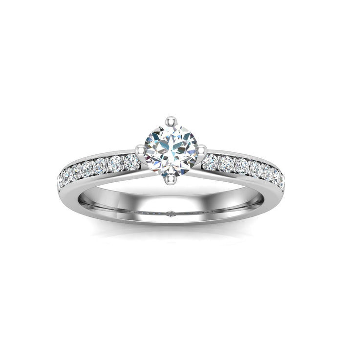 Twisted 4 Claw Solitaire With 2 Prong Pave Set Shoulders