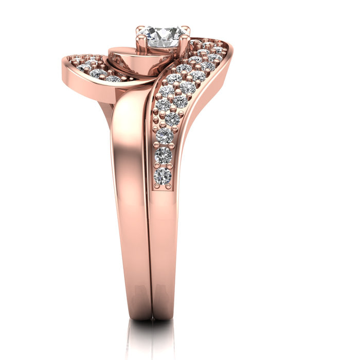 Twisted Diamond Engagement Ring and Wedding Band Twin Set