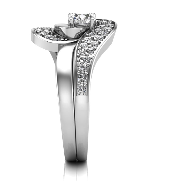 Twisted Diamond Engagement Ring and Wedding Band Twin Set