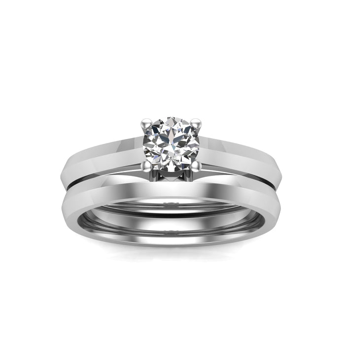 Plain Solitaire and Wedding Band Twin Set