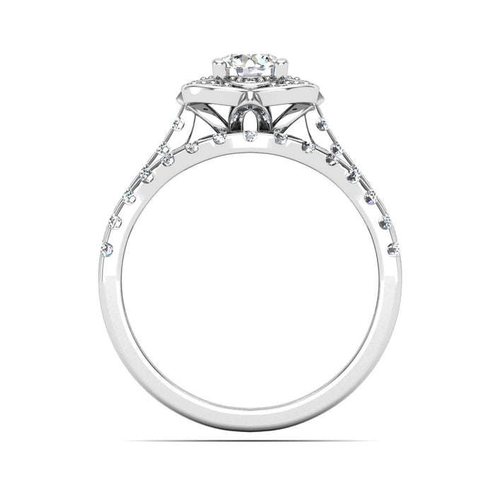 Flower Style Engagement Ring with Shaped Wedding Band Twin Set