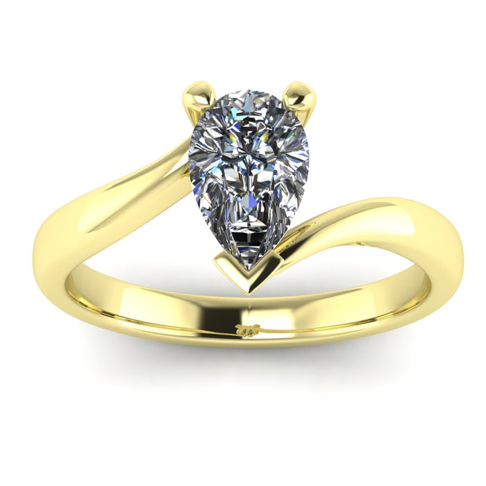 3 Claw Pear Shaped Solitaire with Twist Shank