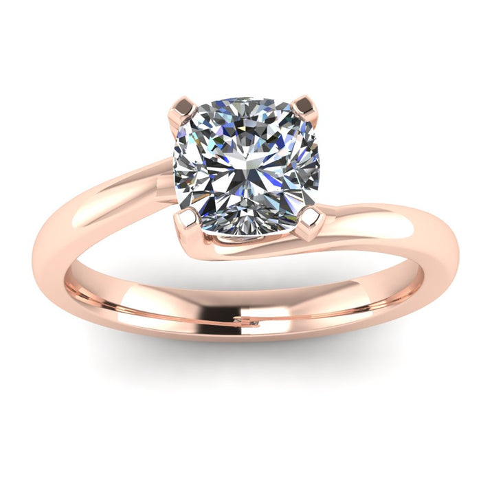 4 Claw Cushion Cut Solitaire with Twist Shank