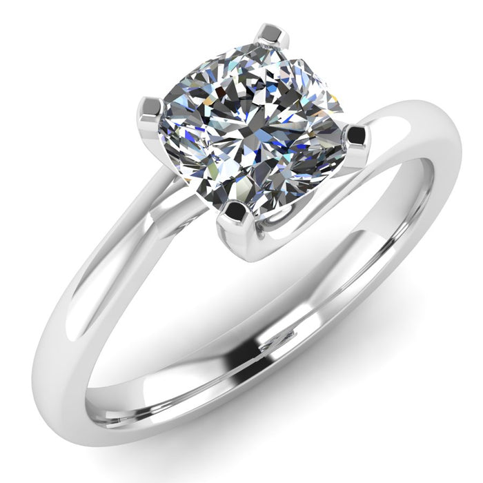 4 Claw Cushion Cut Solitaire with Twist Shank