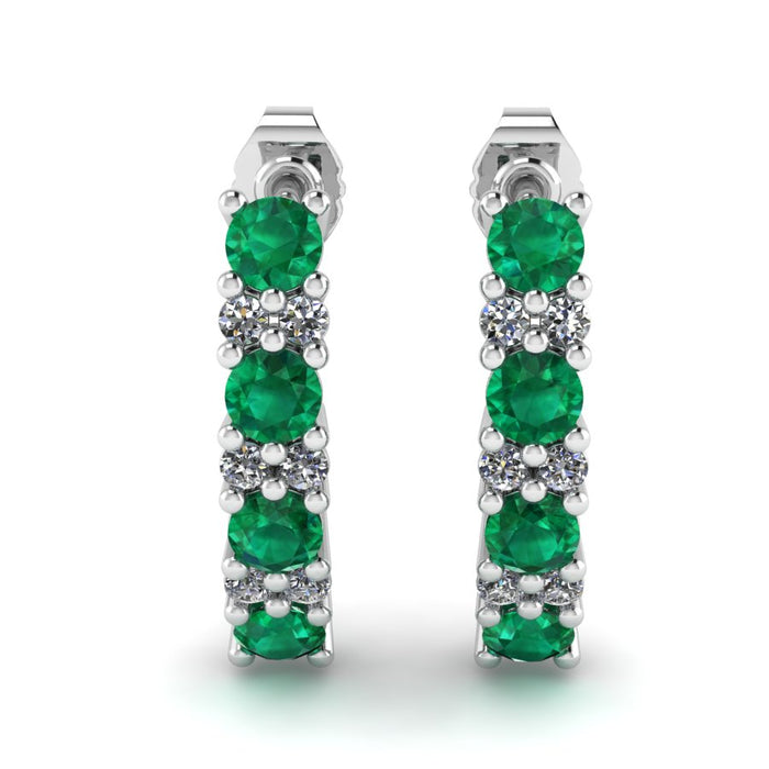Double Gallery Emerald and Diamond Drop Earrings