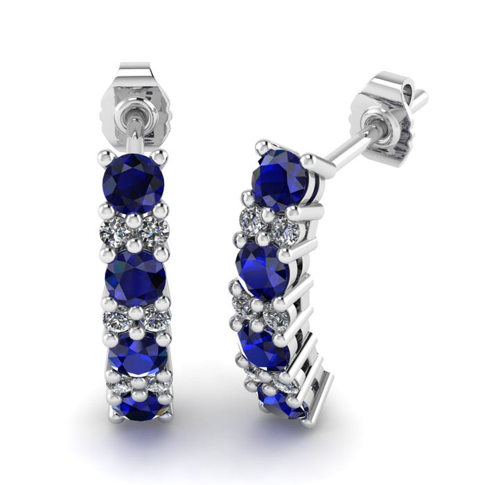 Double Gallery Sapphire and Diamond Drop Earrings