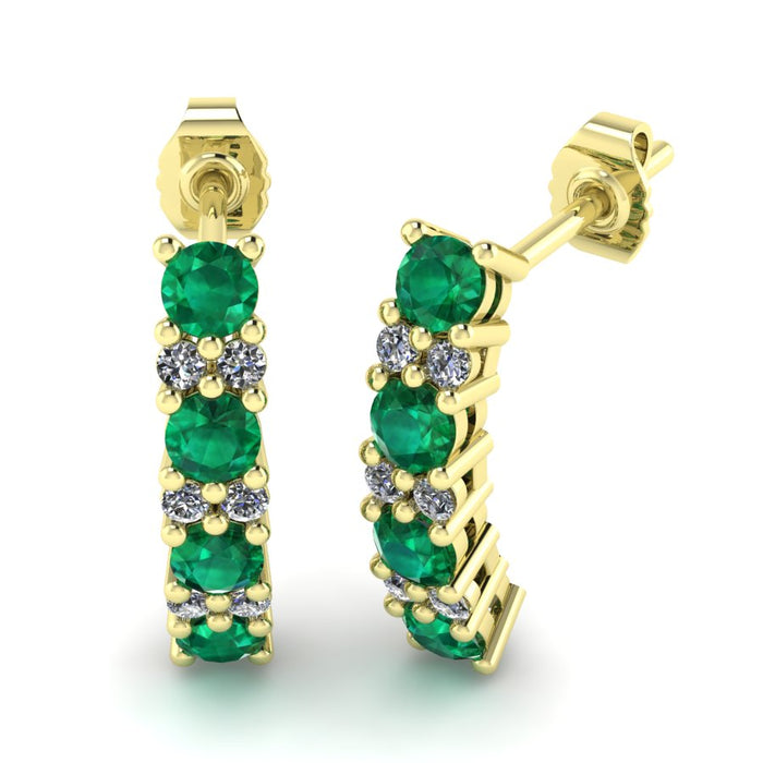 Double Gallery Emerald and Diamond Drop Earrings